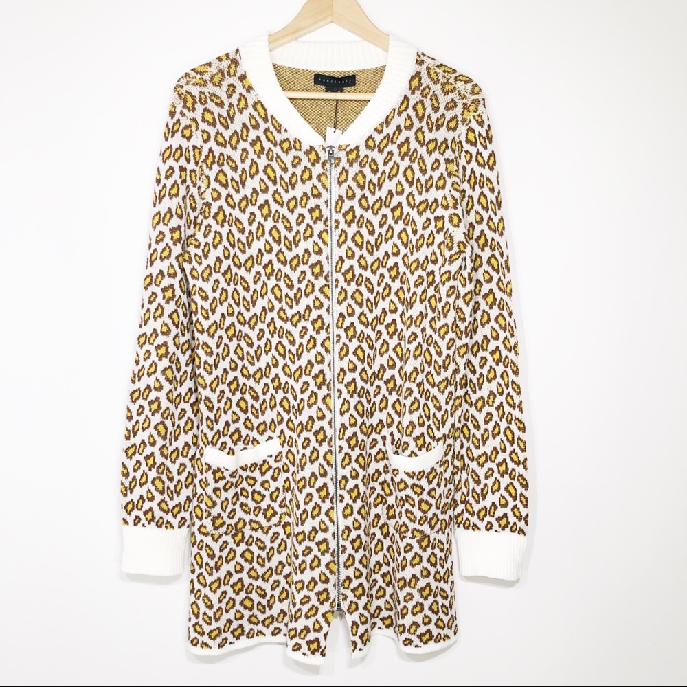 SANCTUARY Cheetah Print Zip Up Sweater
